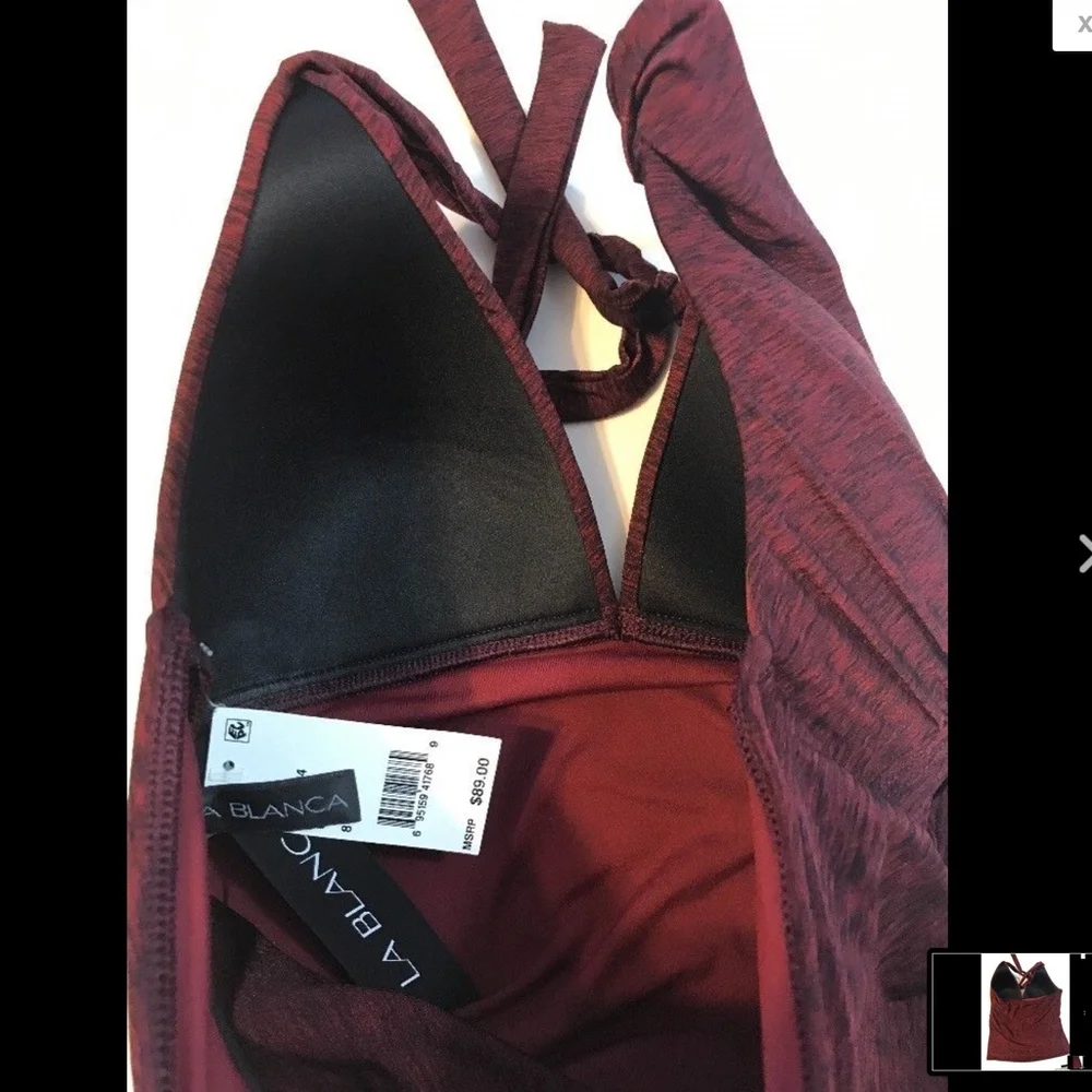 NWT La Blanca Midnight Rain Goddess Tankini Top in Crimson‎ Red [SZ 8 US]